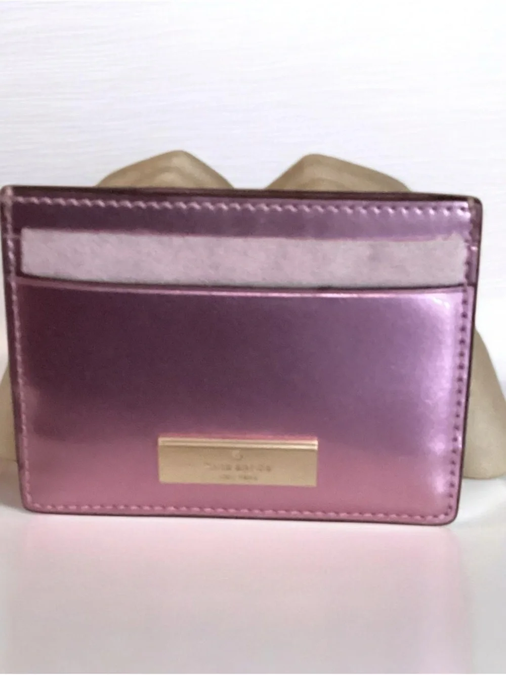 kate spade Metallic Lavender-Pink Card Holder with Gold Plate